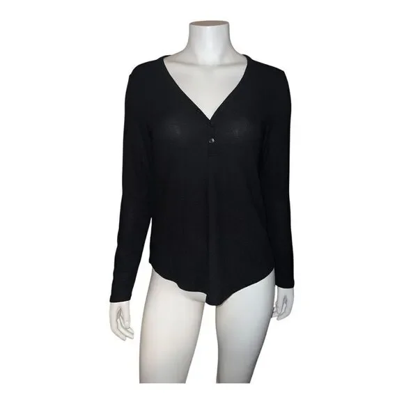 Athleta Women's Wind Down Sleep Top Henley Black Medium NWOT - Picture 4 of 10